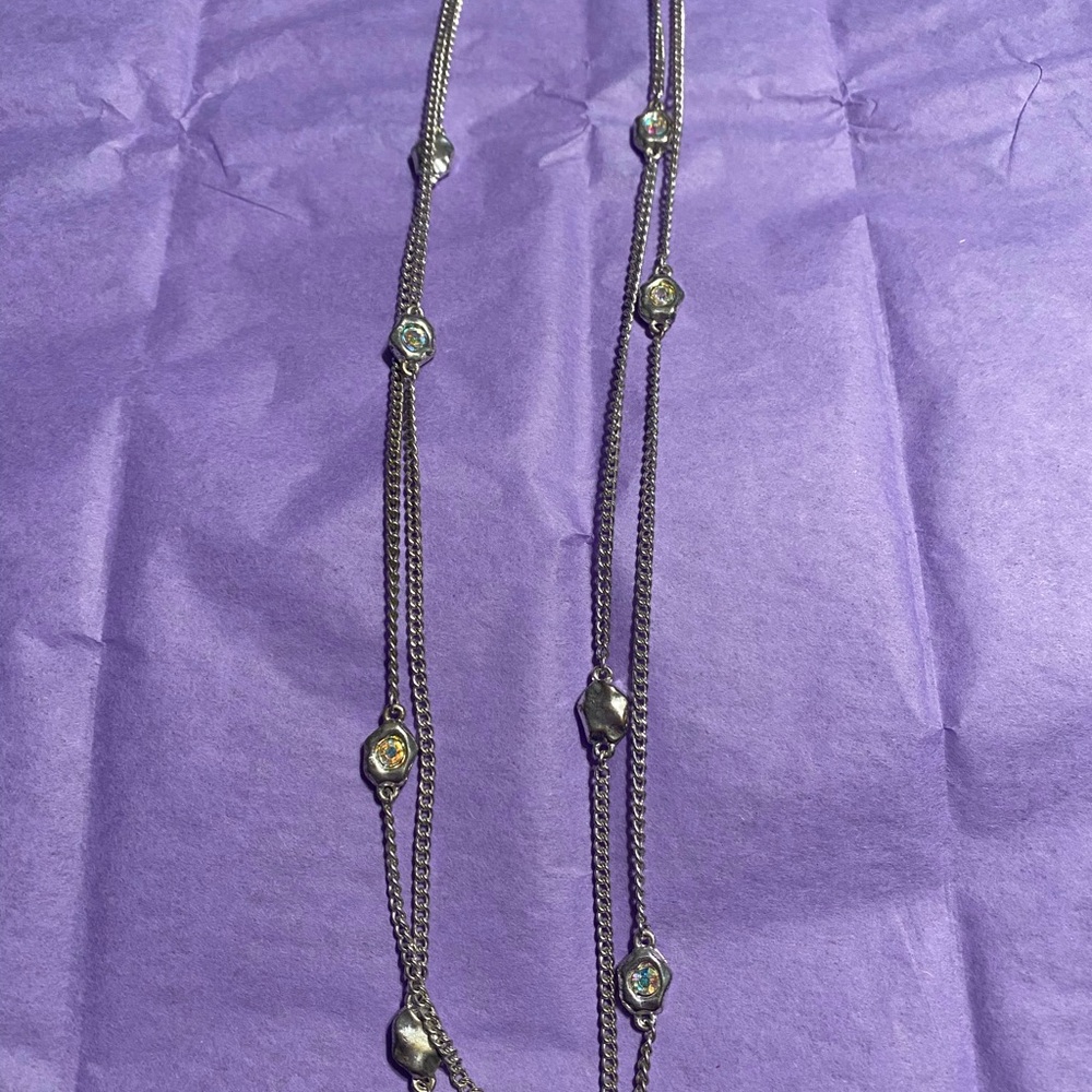 Elegant Silver Necklace with Gem Accents